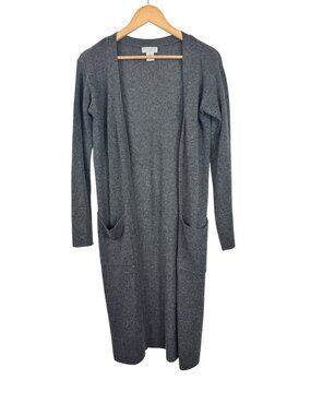 Oats Cashmere Womens Long Gray Open Front Duster Cardigan Size XS 100% Cashmere